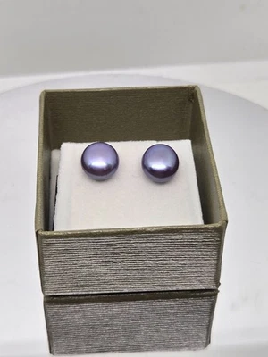 Honora Cultured Freshwater Pearl Sterling Silver purple stud earrings - Image 1 of 2