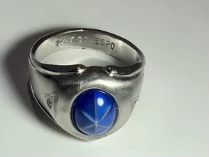 Herren Blue Star Saphir weiß elektro vergoldet Joesph Esposito Größe 9 Vintage - Bild 1 von 5