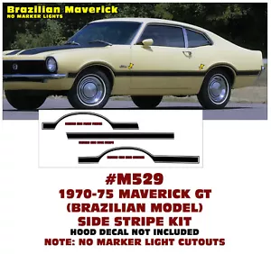 M529 1970-1975 FORD MAVERICK - BRAZILIAN - SIDE STRIPE DECAL - NO MARKER CUTOUTS - Bild 1 von 1