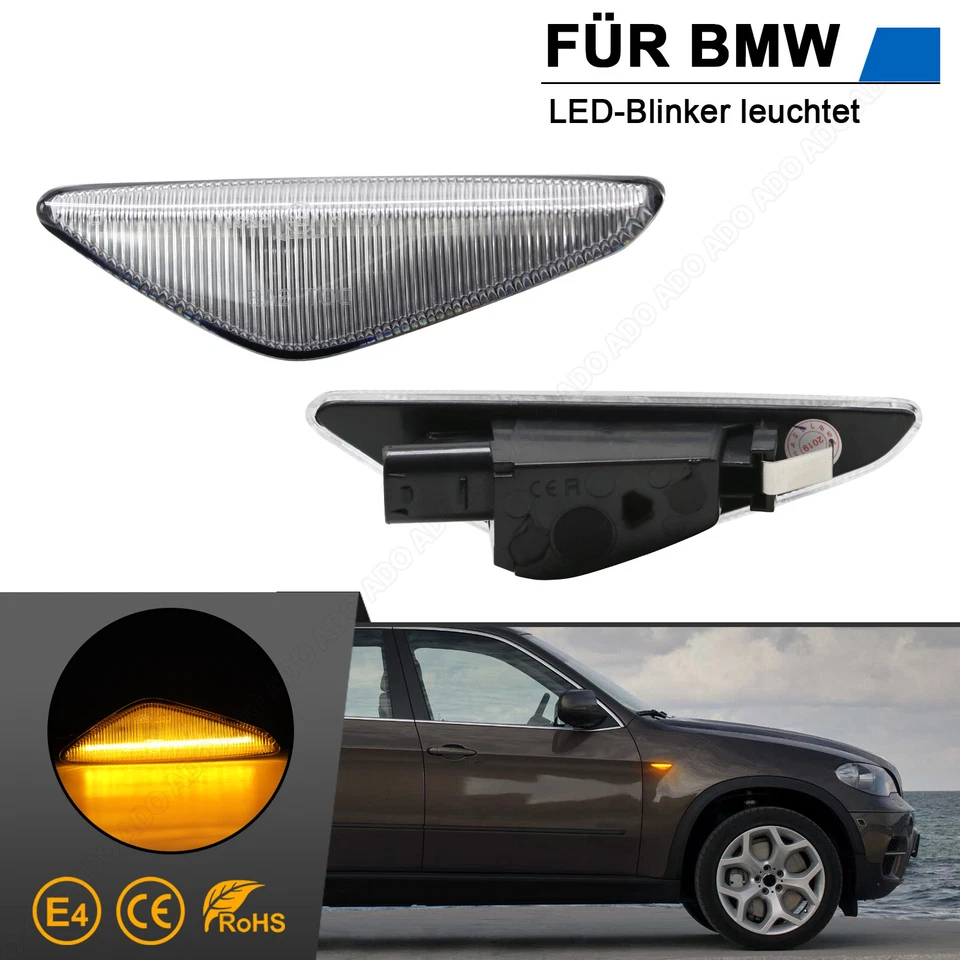 2x Intermitentes laterales LED para BMW X3 F25 | X5 E70 | X6 E71 + E72 | Cristal transparente Foto 1 de 4