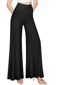 Women's Stretchy Wide Leg Palazzo Lounge Comfy High Waist Palazzo Pants - Picture 1 of 66