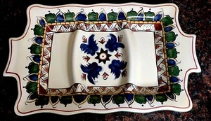 "Mesas Deruta ilimitadas 3 ranuras divididas para servir Plato pintado a mano 18"" RARO" - Imagen 1 de 7