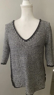 Suéter de algodón tejido Calypso St. Barth talla pequeña, botón cuello en V Foto 1 de 4