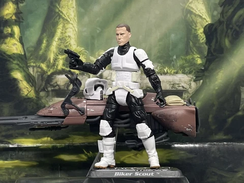 Star Wars Speeder Bike & Scout Trooper VC273 3.75 Fig. w CUSTOM Removable Helmet Cover