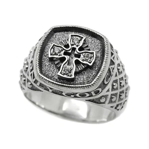 Christliches Kreuz Herren Ring mit Gebet Sterling Silber 925 - Bild 1 von 14