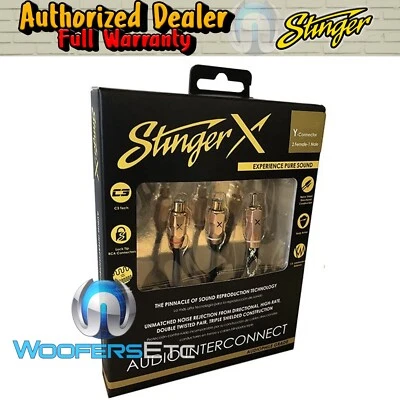 STINGER XI32YF 2-CHANNEL 3 Y-CONNECT 2 FEMALE / 1 MALE PURE COPPER RCA CABLE NEW - Image 1 of 2