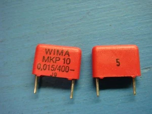 (10) CONDENSADOR RADIAL DE POLIPROPILENO WIMA MKP10 0.015/400/5 0.015uF 400V 5% - Imagen 1 de 4