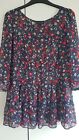Navy and red sheer  floral top by TOP SHOP size 10