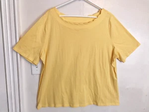 Talbots Womens Blouse 2X Plus Yellow 100% Pima Cotton Shirt Top Short Sleeve - Picture 1 of 3