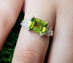 Anillo de peridoto para damas hermoso anillo de promesa anillo de peridoto genuino plata 925 - Imagen 1 de 3