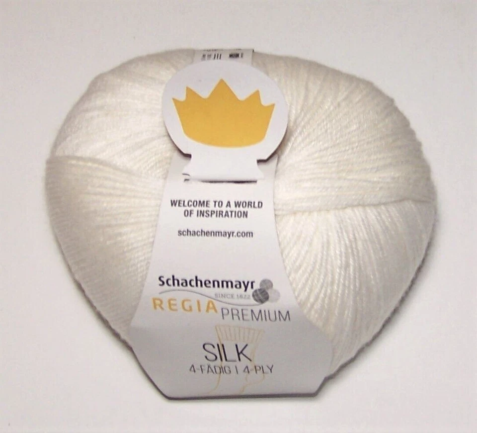 100gm bola de Regia Premium MEZCLA DE SEDA calcetín hilo de tejer #00001 BLANCO Foto 1 de 1