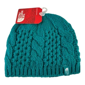 The North Face Youth Cable Knit Minna Beanie Kokomo Green Outdoor Sz M Youth NWT - Picture 1 of 7