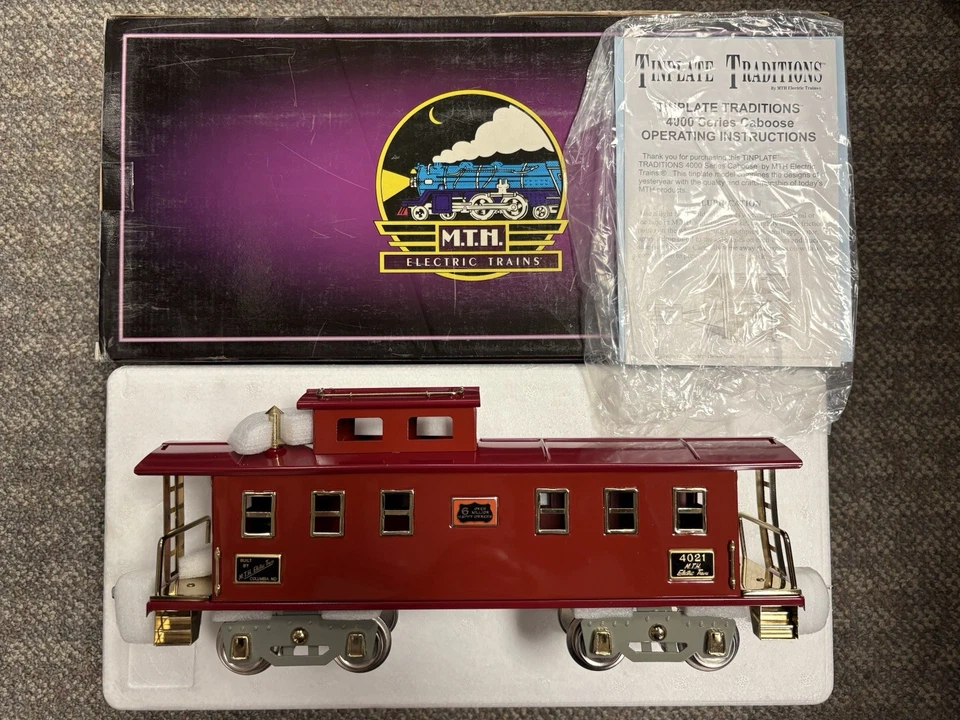 + MTH Flyer Standard Gauge Tinplate Red 4021 Caboose LNIB 10-1152 *H - Image 1 of 4