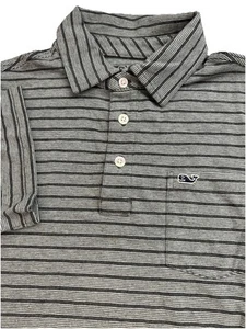 Vineyard Vines Boy's Edgartown Striped Polo Shirt Size, Gray, Logo, Size XL (18) - Picture 1 of 5