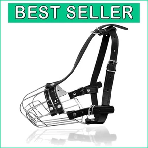 Durable Wire Basket Dog Muzzle with Leather Straps - Medium Breed Safety Gear - Picture 1 of 8