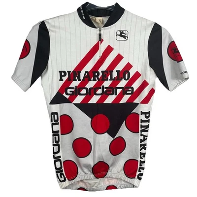 Vintage Giordana Pinarello Cycling Jersey Men's Small Red Polka Dot Italy Made - Image 1 of 4