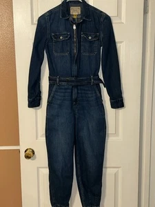 Polo Ralph Lauren Coverall Big Girls Teen Size 14 Cotton Denim Pockets Zips - Picture 1 of 9