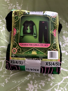 Conjunto de 2 piezas de vellón para niñas Wicked/Elphaba Thropp talla XS 4/5 negro verde rosa - Imagen 1 de 6