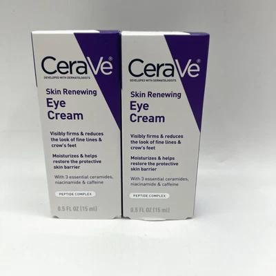 Crema de ojos antienvejecimiento Cerave para arrugas con cafeína y ácido hialurónico 2 PK Foto 1 de 4