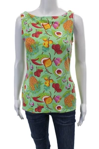 Manuel Canovas Womens Scoop Neck Fruit Printed Tank Top Green Multi Size 10 - Picture 1 of 6