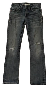 BKE Carter Bootleg Jeans Mens Dark Wash Blue Distressed Denim Buckle Size 28R - Picture 1 of 10