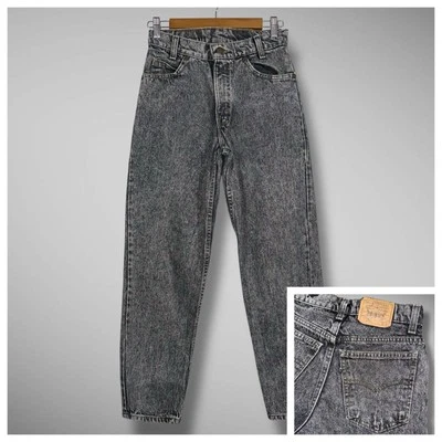 VINTAGE Levis Jeans 27x28 Student Fit 550 Black Acid Wash Black Tag Made in USA - Image 1 of 4