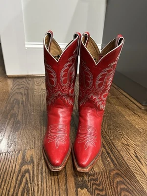 Botas de caubói de couro vermelho Nocona 8,5 - Imagem 1 de 4