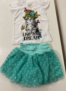 Little Girl 2 Pieces Set Cute Cat Top and Skort Set Size 5 New - Picture 1 of 2