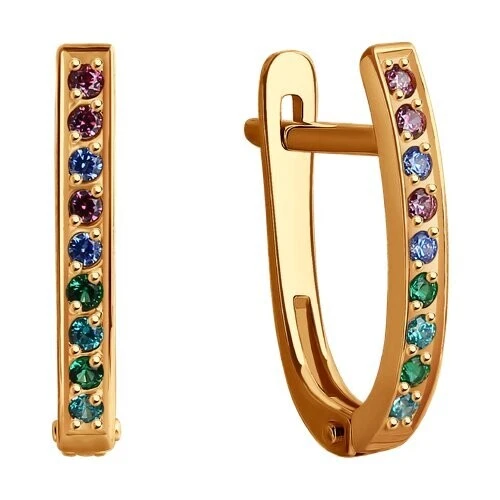 Pendientes de oro 14K oro rojo rosa 585 con circonita cúbica Swarovski multicolor nuevos con etiquetas Foto 1 de 1