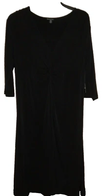 Women's Small 4-6 Black Polyester/Spandex Dress 3/4 Sleeves Twist Front - Image 1 of 3