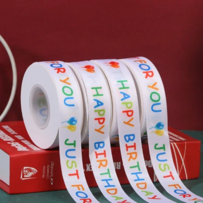 100 Yards Happy Birthday Ribbon Roll Gift Wrapping 1" Wide Birthday Cake Ribbon - Image 1 of 4