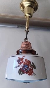 Lámpara colgante vintage escolar latón y Cooper azul floral - Imagen 1 de 15