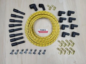 DIY Copper core Cloth Covered Spark Plug Wire Kit Set Vintage Wires v8 Yellow BR - Picture 1 of 7