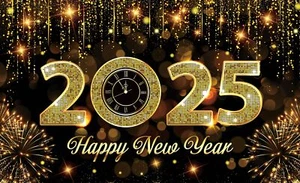 Happy New Year 2025 Banner Backdrop, Golden New Year Eve Large Banner Party D... - Picture 1 of 6