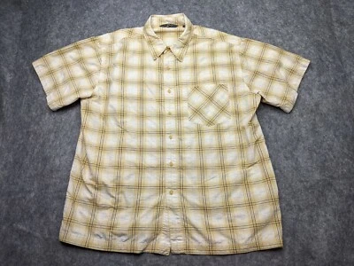 Royal Robbins 纽扣衬衫男式特大号黄色灰色短袖户外 — 第 1/4 张图片