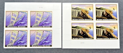 STAMPS SCOTT # 4438 Mackinac Bridge + # 4439 Bixby Creek - Sheets of 4 - Image 1 of 4