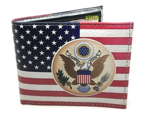 US Flag w/ Great Seal Of the United State Print Bi-Fold Men's Wallet - Picture 1 of 4