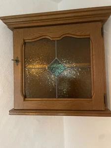 Eckhängeschrank Eiche massiv mit Glasfront - Bild 1 von 1