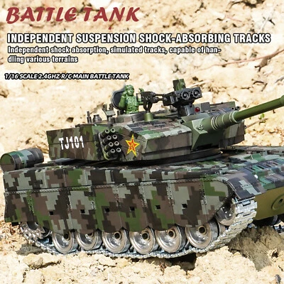 1/18 Alloy Rtr RC Tank Model 2.4ghz Remote Control Tank Metal Tracks Wheel Smot7 - Image 1 of 4