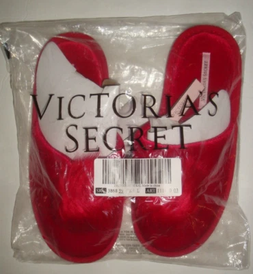 Nuevas pantuflas Victoria's Secret para mujer de terciopelo rojo con pompón L 9/10 Foto 1 de 2