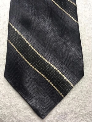 J FERRAR MENS TIE BLACK WITH CHARCOAL GRAY 4 X 58 - Image 1 of 4
