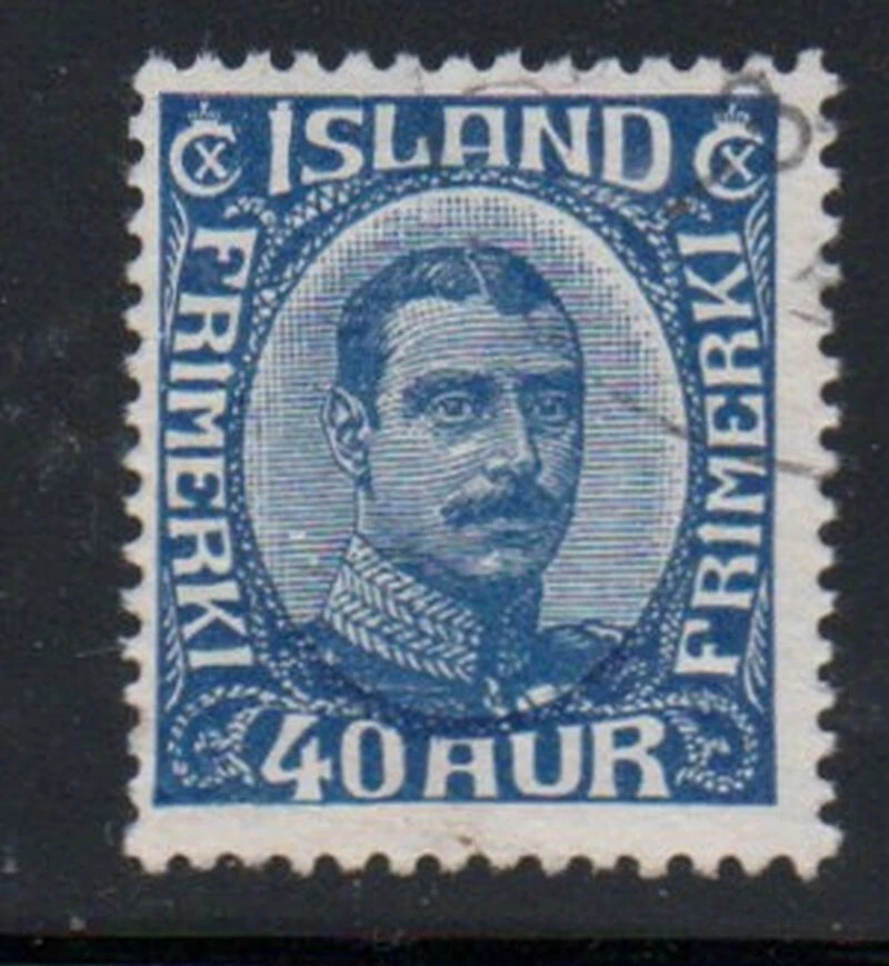 Iceland Sc 124 1921 dark blue blue Christian X stamp used - Image 1 of 1