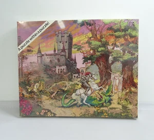 HIDDEN PICTURES Larry Evans Fantasy Vintage Jigsaw Puzzle Dragon Knight Castle - Picture 1 of 4