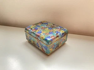 Ancienne boite cloisonnée décor floral grande finesse Chine enamel XIXéme - Picture 1 of 12
