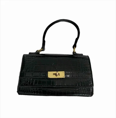 Mini Bolso Negro Emperia Vegano Cocodrilo Pequeño Bolso de Mano Cartera NUEVO sin etiquetas Foto 1 de 4