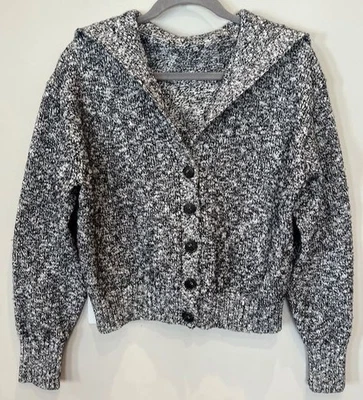 J. Crew Sailor Collar Cardigan Sweater Long Sleeve Size L Marled Yarn - Image 1 of 4