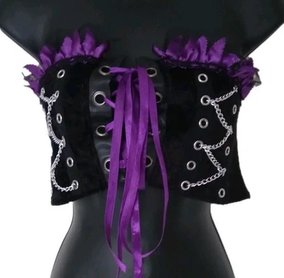 Corsé Bustier Top Talla M Tubo Con cordones Sin Tirantes Mujer Stripper Fiesta Hada Oscura Foto 1 de 4