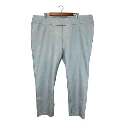 Soft Surroundings Gray Green with Gold Pull On Ponte Knit Legging Pant 3X - Image 1 of 4