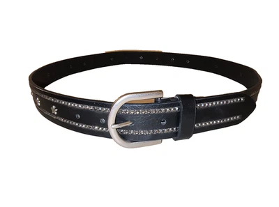 Women's Black Star Studded Belt - Punk Goth Y2K Streetwear - Silver Rivet Design - Image 1 of 2