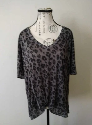 Lucky Brand женщин леопард печать серый короткий рукав блузка верхняя рубашка размер большой  - Изображение 1 из 3